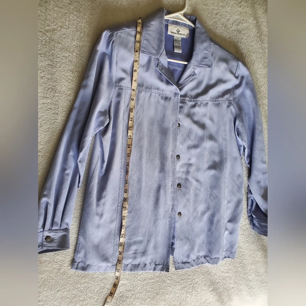 Erin London Shacket‎ Medium Lilac Faux Suede Button Down Layering Office Church